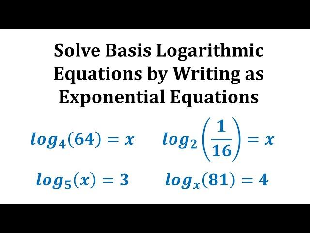 Ex 1:  Solve Basic Logarithmic Equations