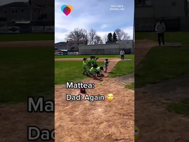 Tee ball player cartwheels to first base #shorts