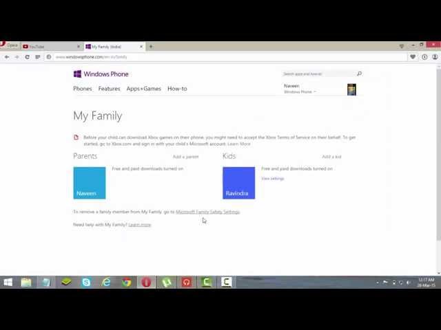 Create  Microsoft  family setup / control your kids