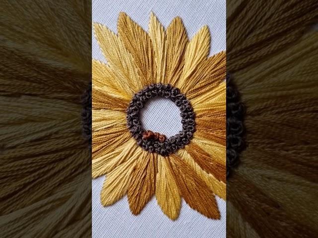 French knot Sunflower embroidery #embroiderypattern #handembroidery #embroiderystitches #stitch