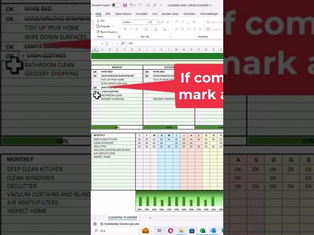 CLEANING CHECKLIST #excel #exceltraining #cleaningPlanner #exceltips #exceltutorial #planner #35cc