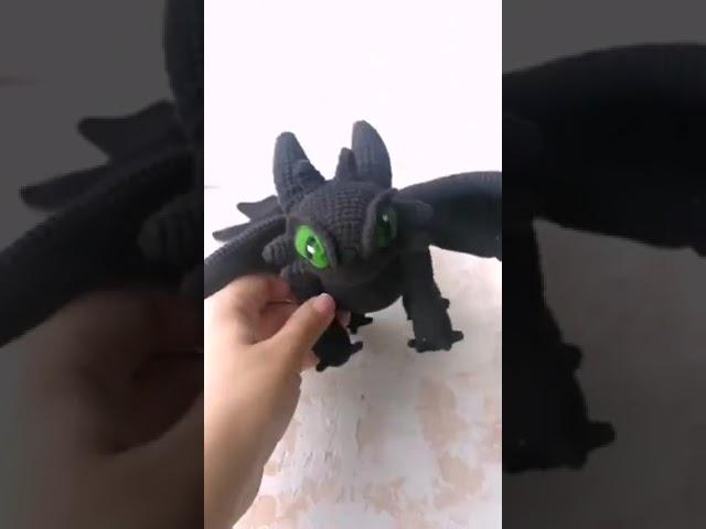 Crocheted Toothless Night Fury from the cartoon How to Train Your Dragon