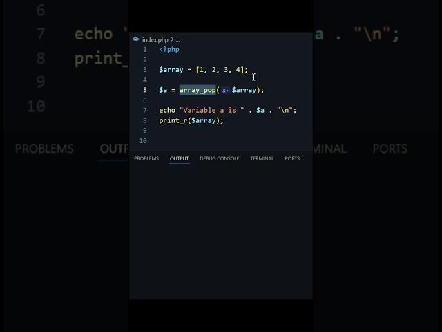 Array Manipulation with array_pop() in PHP #coding #programming #php #shorts  #phpdeveloper