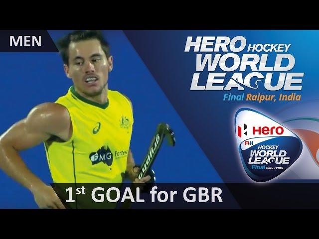 AUS 1-2 GBR Jeremy Hayward gets one back with a dragflick #HWL2015 #Raipur