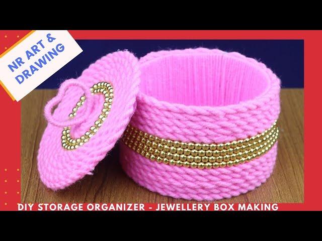 DIY WOOLEN STORAGE ORGANIZER - UNIQUE DESIGN JEWELLERY BOX MAKING - WASTE PLASTIC BOTTLE CRAFT IDEAS