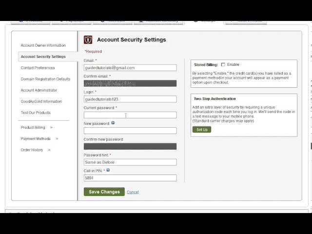 GoDaddy .com Update Security Settings Tutorial