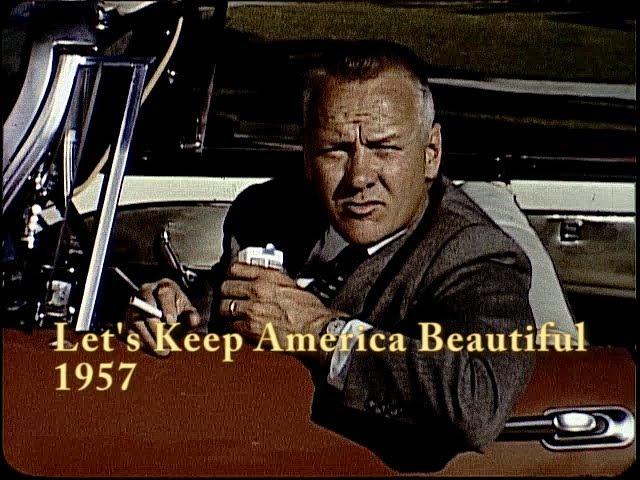 Let's Keep America Beautiful 1957. Classic cars, clueless drivers, litterbugs throw trash everywhere