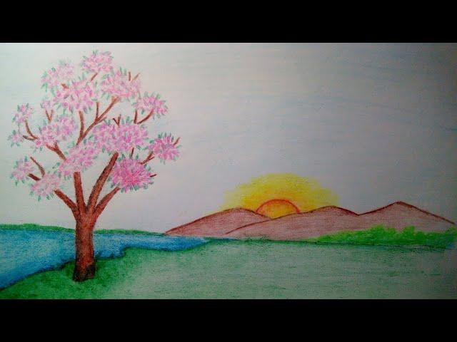 Как Просто нарисовать весну легко Для школьников How to simply draw spring easilyFor school children