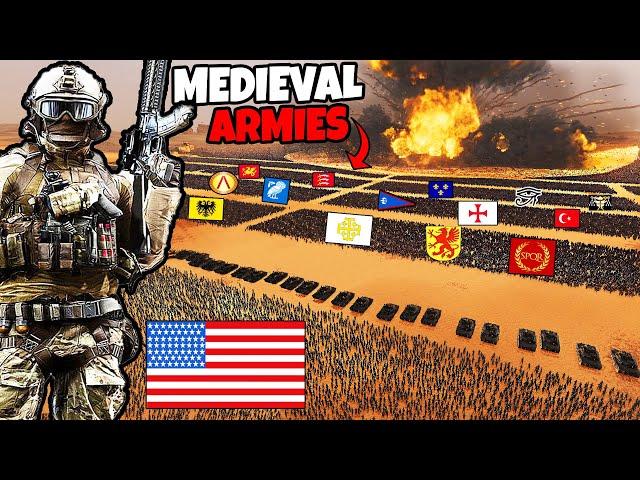 Modern US ARMY vs 8,000,000 of Every MEDIEVAL Army! - UEBS 2: Medieval Mod