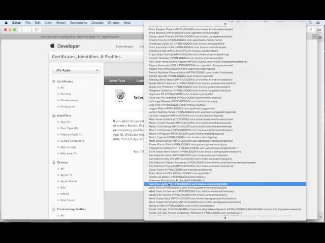 How to create an Apple TV provisioning profile for development in xcode