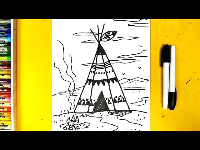 Как нарисовать Вигвам как у Индейца - урок рисования