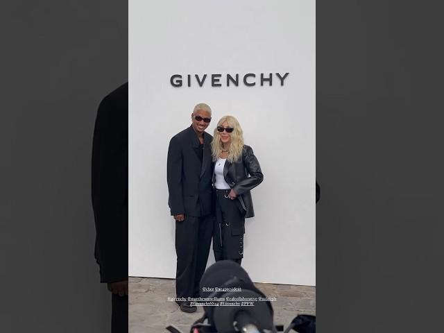 Cher with boyfriend Alexander Edwards at the Givenchy fashion show in Paris, France. #cher