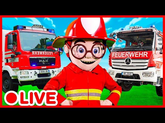  LIVE | FIREMEN, FIRE TRUCKS AND CARS ‍ Kids Pretend To Play Compilation