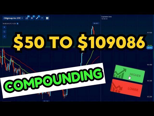 50$ to 109086$ |100% Profitable Trades| Compounding Strategy | Binary options trading| Pocket option