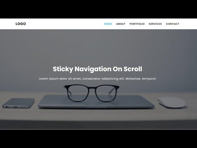 Sticky Navigation Bar On Scroll Using html css javascript | Fixed Nav Bar On Scroll