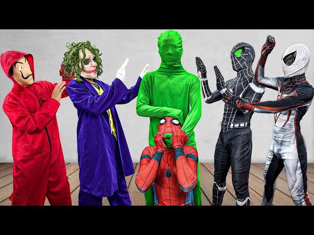 TEAM SPIDER-MAN vs BAD GUY TEAM || ALL SUPERHEROES vs Mystery GREEN-MAN ( Live Action )