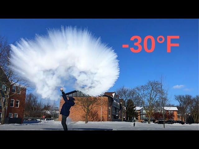 Boiling Water Freezing in Mid Air (Slow Motion)