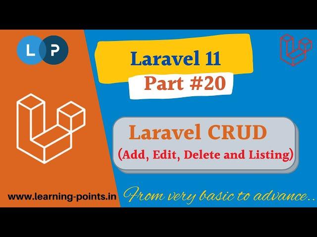 ADD, EDIT, DELETE, LIST using Laravel | Laravel CRUD Operation | Laravel 11 | Learning Points