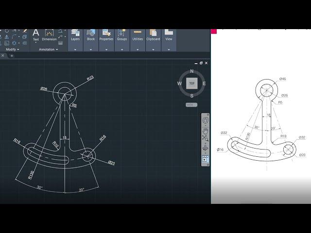 Autocad 2d Practice Drawing Exercise No. 8 | Autocad Tutorials.