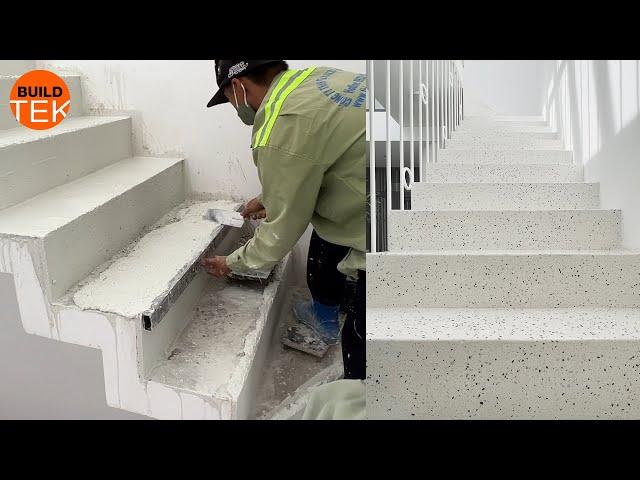 It was hard work to make an amazing Terrazzo stair. The result is worth it!