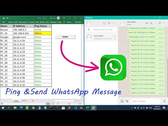 How to send Ping results to Whatsapp | Excel