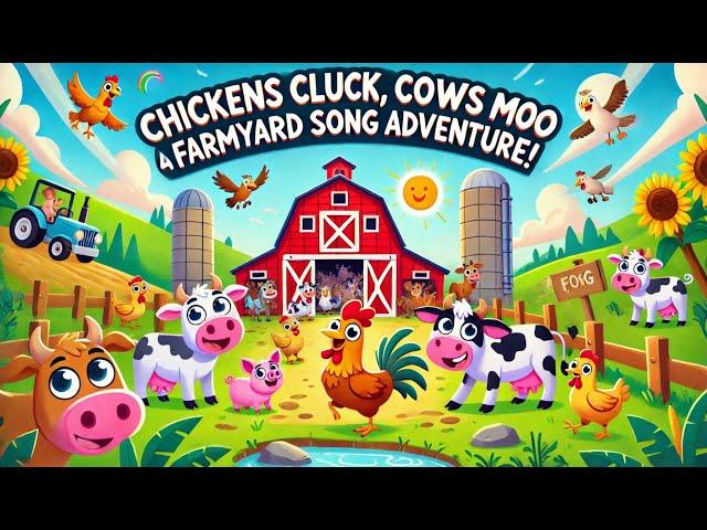 Chickens Cluck, Cows Moo: A Farmyard Song Adventure! | Animal Sound Kids Song