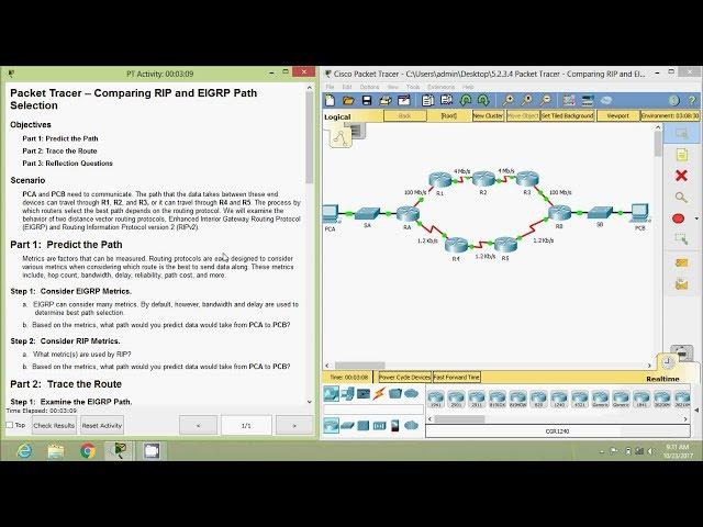 5.2.3.4 Packet Tracer - Comparing RIP and EIGRP Path Selection