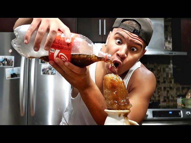 CRAZY INSTANT COCA COLA TO ICE MAGIC TRICK!!