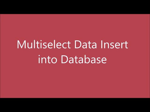 Insert Multiselect Data Into Mysql Database | Multiselect Tutorial