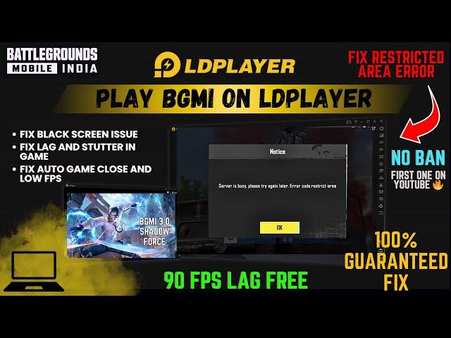 Play BGMI in LDPlayer emulator without ban in pc and laptop | error code restricted area fix #bgmi