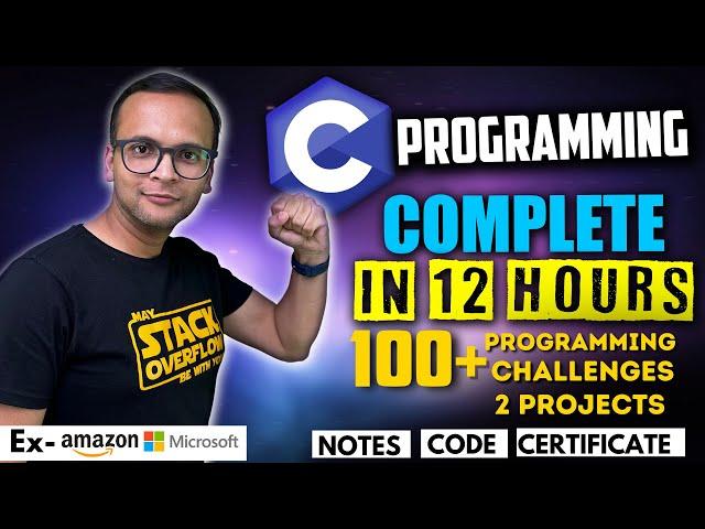  C Complete Course with Certification | 2 Projects, 100+ Programming Challenges, Notes, Beginner