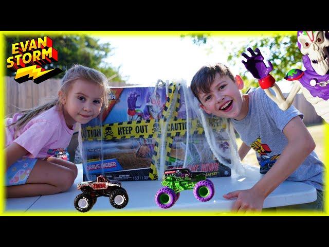 Halloween Fun: Monster Trucks VS Mr Grim Toy Playset