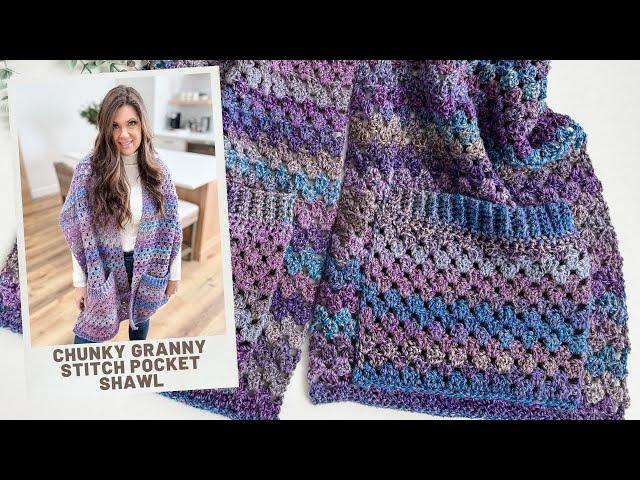 Granny Stitch Pocket Shawl Crochet Pattern - Beginner Friendly!