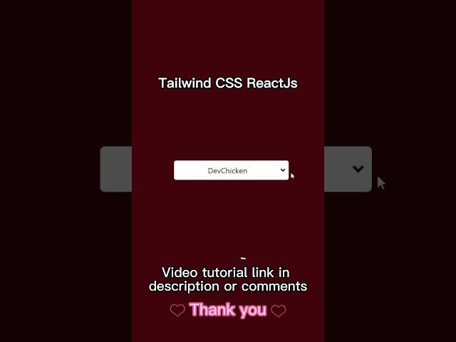 Select Dropdown with Tailwind CSS & ReactJS #reactjs #tailwindcss #shortvideo #dropdown #selection