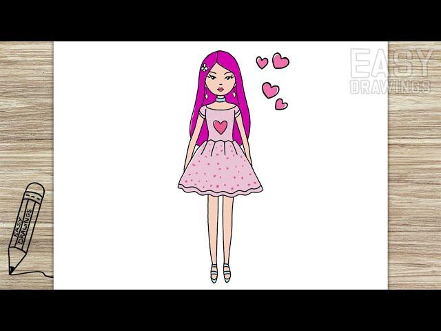 How to Draw Beautiful Barbie Doll | Step by Step | Easy Drawings