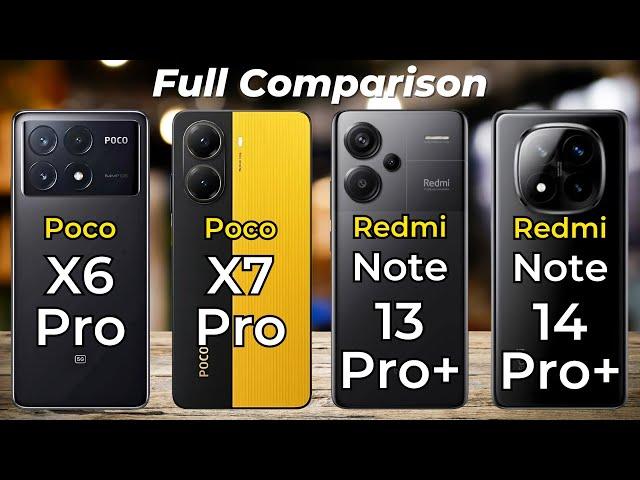 Poco X7 Pro Vs Poco X6 Pro Vs Redmi Note 13 Pro Plus Vs Redmi Note 14 Pro Plus