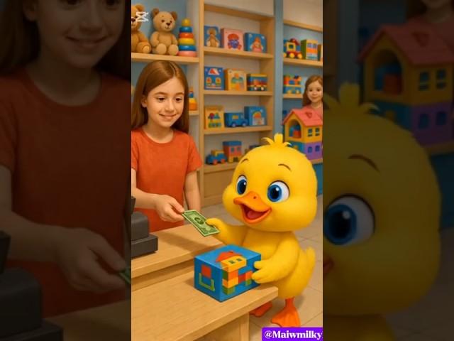The duckling buy building blocks from shop  #cartoon #cute #ai #duck #duckling #aivideo #shorts