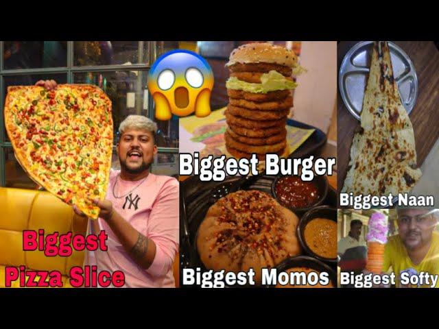 BIGGEST FOODS OF DELHI - Monster Pizza Slice, Burger, Momos, Naan, Icecream Etc.