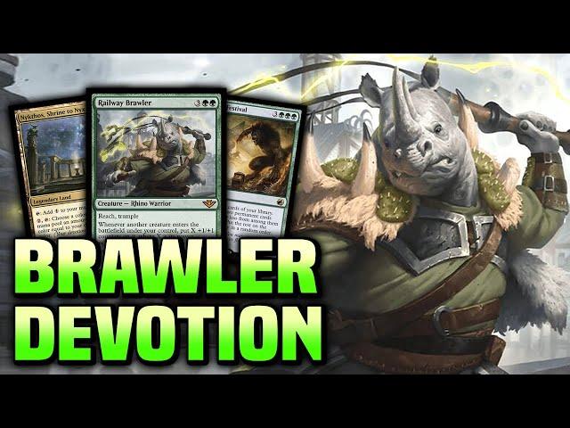 NEW Railway Brawler THICKENS Mono Green Devotion! 【 PIONEER MTG Gameplay 】