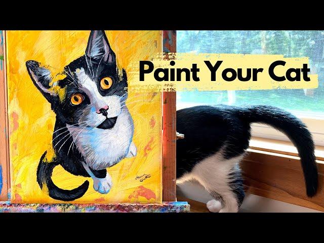 Painting Your Cat in Acrylics | 30-Minute Beginner Painting