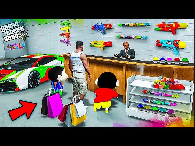 GTA 5 : Franklin & Shinchan Shopping For Holi In GTA 5 in Telugu