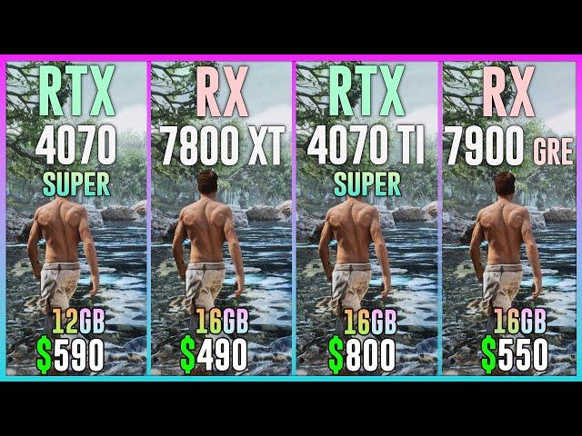 RTX 4070 SUPER vs RX 7800 XT vs RTX 4070 TI SUPER vs RX 7900 GRE - Test in 20 Games