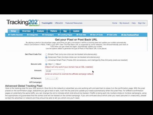 Prosper202 Tutorial: Step 8 Get Pixels/Postback Urls/Server-To-Server Pixels