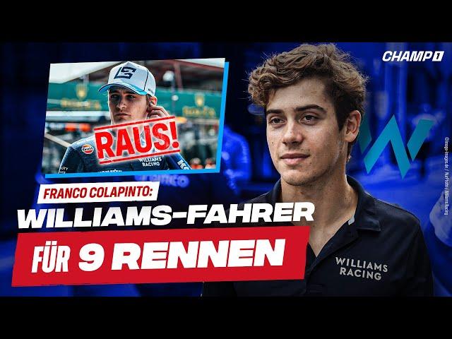 Williams schmeißt Sargeant mit sofortiger Wirkung raus! Franco Colapinto übernimmt! | BREAKING NEWS