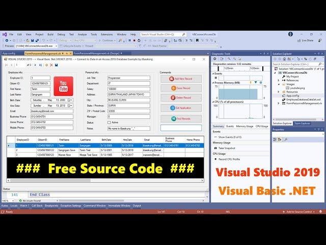 Visual Studio 2019 (VB.NET) Connecting to Data in an Access Database Part 1/3