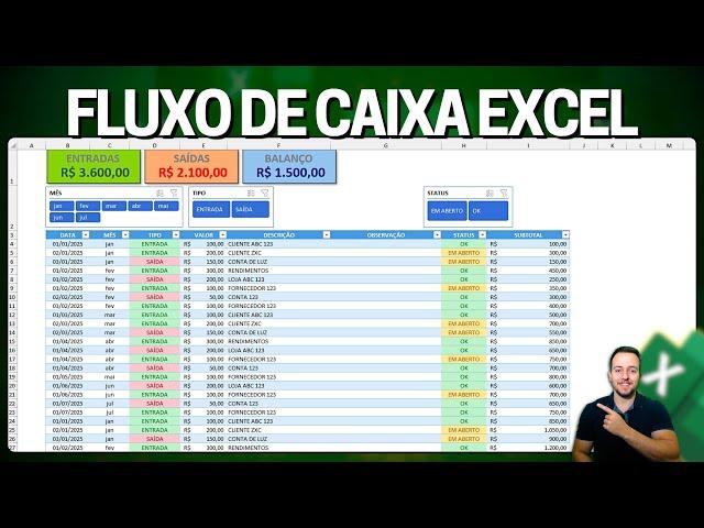 Como Fazer Planilha de Fluxo de Caixa Diário no Excel | Controle Financeiro Pessoal e Empresarial