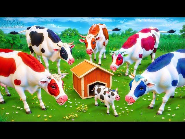 Color Cows Magical Transformation - Farm Animals & Wild Animal Fight, Funny 1 hour Animal Adventures