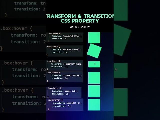 Transform and Transition property #css #transformation #html #shortsfeed #shorts #coding #trending