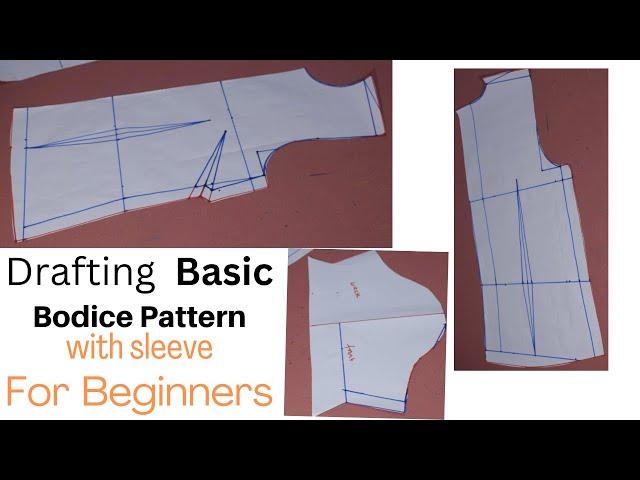 How to Draft Basic Bodice Pattern with darts For beginners step by step{Detailed}