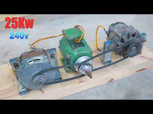 I to generate homemade infinite energy 240V with a car alternator and an engine 